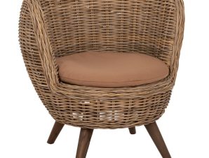 Iliadis Πολυθρόνα Στρογγυλή Rattan Γκρι 77x72x76cm 87890